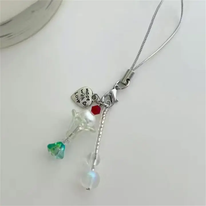 Colgante de pez de gelatina estilo océano, correa para teléfono móvil, concha marina Y2K, cordón para teléfono, abalorio para teléfono, cadena para teléfono móvil hecha a mano para niña y mujer - 1