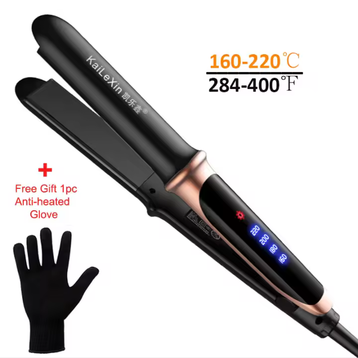 Plancha de pelo profesional 2 en 1, plancha plana para alisadores de cabello húmedos o secos, herramientas de peinado para rizos - 1