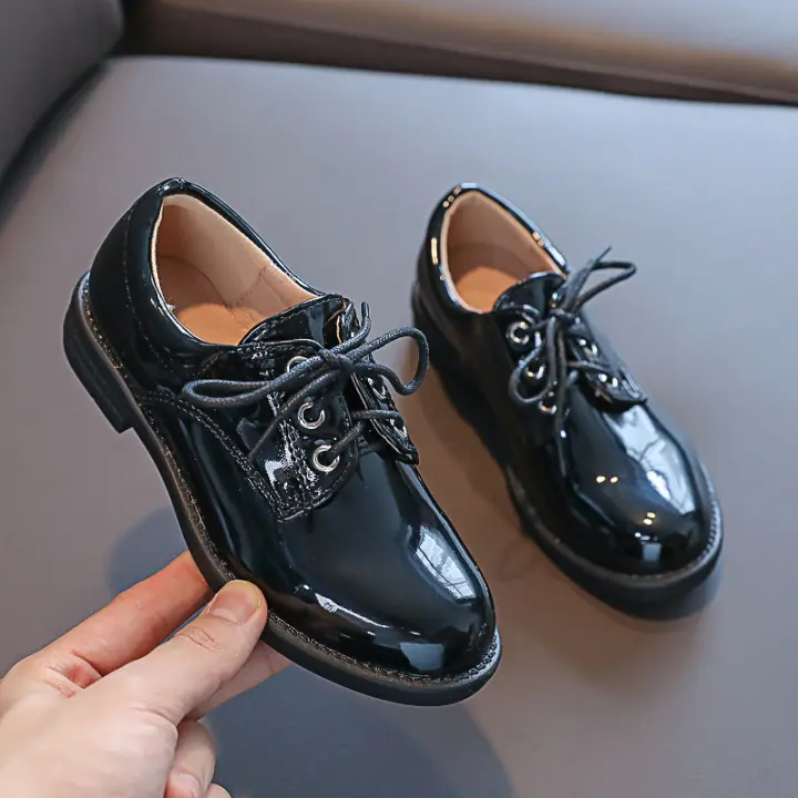 Zapatos de rendimiento negros para niños zapatos de cuero pequeños para niños zapatos casuales británicos - 1