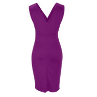 Alta Belta sin mangas con cuello en V Vestidos de las mujeres, Midi, Nuevo cuello en V, sin mangas, Vestidos de noche divididos de cintura alta para las mujeres - details 4
