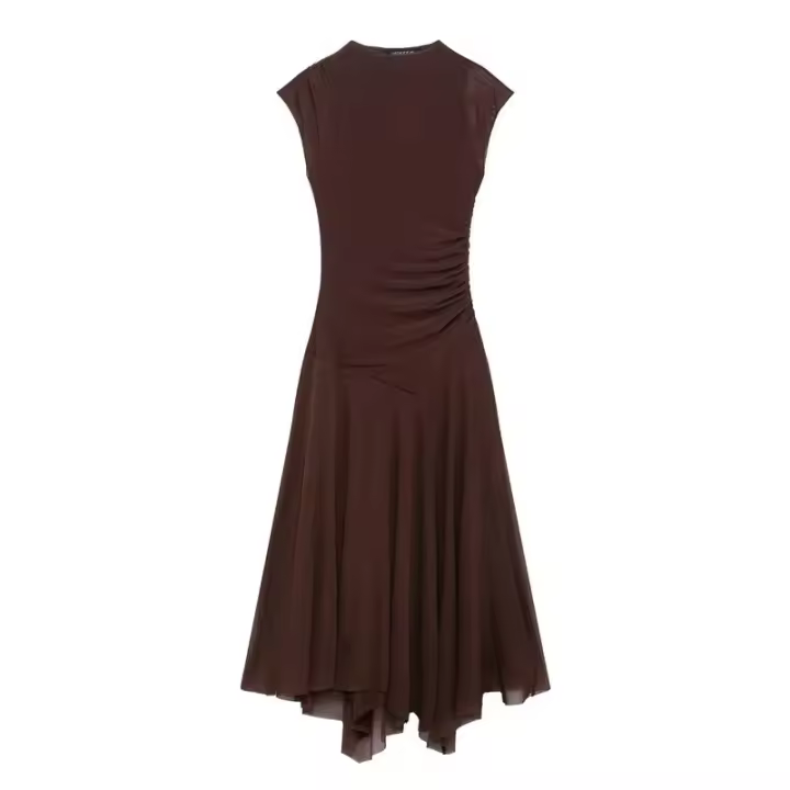 Vestido de malla de seda plisado clásico para mujer nuevo estilo hecho a mano - 1