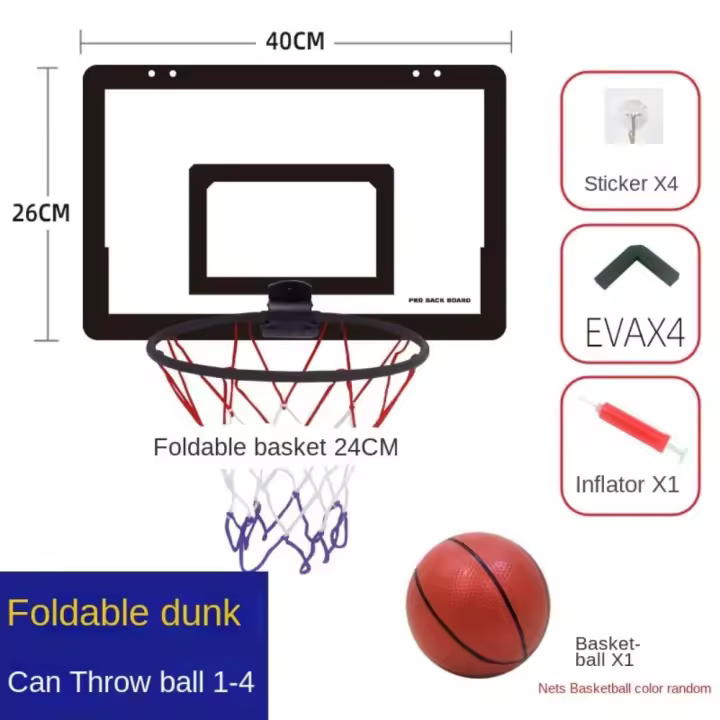 Juego de aro de baloncesto plegable para interiores para niños, Mini aro de baloncesto portátil, Juguetes - 1