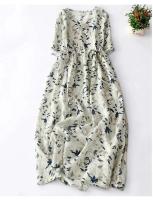 Vestido de algodón con estampado ral para mujer, vestido A-e de manga corta con cuello en V, vestido bohemio dulce, ropa suave y acogedora para mujer - details 6
