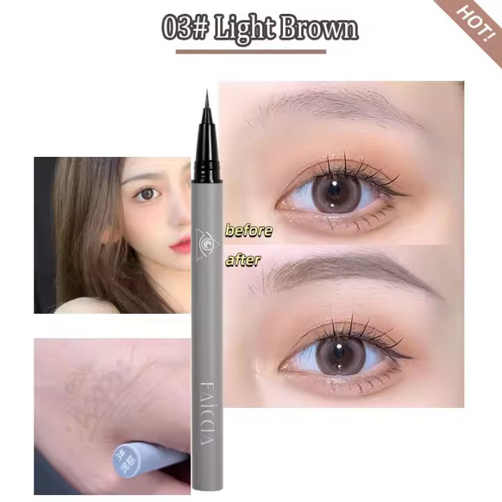 Pluma de Tatuaje de Cejas Ultra Fina Rápido, Duradero, Impermeable Tinta Marrón Gris - 1