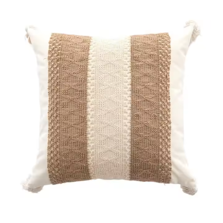 Funda de almohada bohemia de lino y algodón para decoración del hogar, funda de almohada nórdica de 45CM, funda de cojín con borlas estilo INS para sala de estar/oficina - 1
