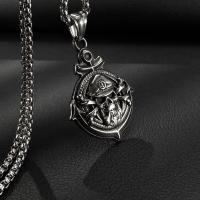 Collar con colgante de calavera pirata para hombre - Joyería estilo calle punk de acero inoxidable vintage - details 1
