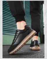 Zapatos de moda para hombre, zapatillas informales de cuero para todas las estaciones, zapatos para correr de moda de estilo coreano, calzado deportivo antideslizante resistente al desgaste para hombre - details 13