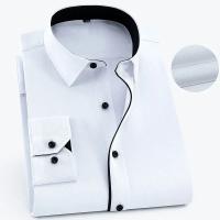 Camisa de manga larga informal de negocios para hombre de talla grande 9XL 8XL 7XL, vestido Social clásico a rayas, camisas de esmoquin para fiesta, blanco y azul - details 4