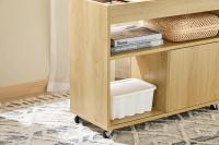 Mesa Auxiliar con 2 Estantes Consola Mesita de Noche con Ruedas Mesa Blanca Mesita 70 x 35 x 60 cm FBT34-W ES - details 22