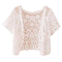 M2EA-Cárdigan de manga corta para mujer, chaqueta Ence con frente abierto, floral, crochet, transparente, para playa - details 0