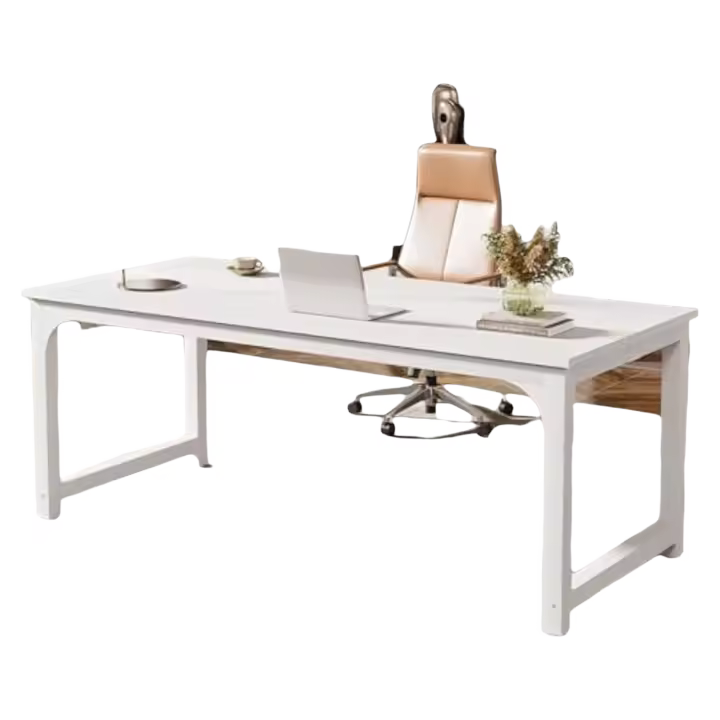 Escritorio moderno para ordenador, 180 x 80 cm, grande, mesa de oficina, escritorio de estudio, escritorio de trabajo, para oficina en casa, estructura de metal blanco - 1