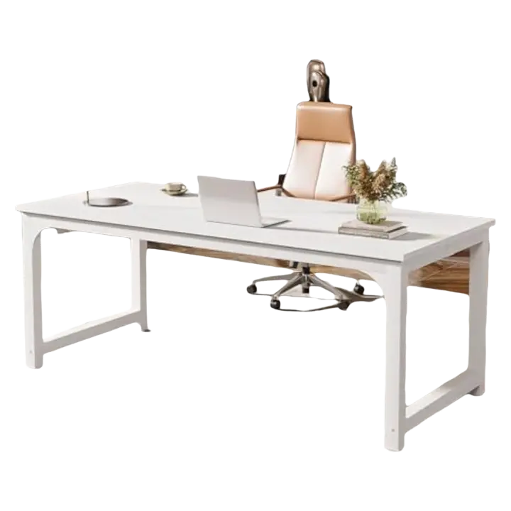 Escritorio moderno para ordenador, 180 x 80 cm, grande, mesa de oficina, escritorio de estudio, escritorio de trabajo, para oficina en casa, estructura de metal blanco - 1