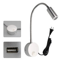 Candelabro de pared enchufable, lámpara de pared de cabecera con enchufe e interruptor, luz de pared de dormitorio con puerto de carga USB para sala de estar de Hotel - details 2