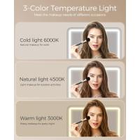 Maquillaje con espejo y luz LED, iluminación ajustable, mesa de maquillaje con taburete, 2 cajones de almacenamiento y estantes, estructura de metal, para dormitorio, blanco y dorado - details 1