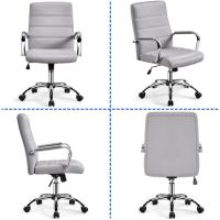 Silla Giratoria de Oficina Sillón de Trabajo con Respaldo Tapizado Asiento Sintético Altura Ajustable Negro - details 21