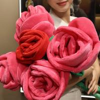 Ramo de flores de rosas rojas creativas, hebilla de cortina, rama de flores artificiales DIY, rosa de peluche de imitación a la moda para el Día de San Valentín - details 3