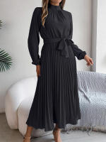 2025 Falda plisada de manga larga para mujer con cuello alto, vestido pequeño, ropa elegante, otoño e invierno - details 28