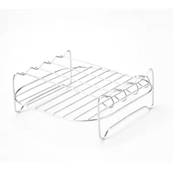 Conjunto de Parrilla para exteriores con Pinchos,Rejilla para Freidora de Aire Cuadrada,Soporte para Barbacoa de Acero - 1