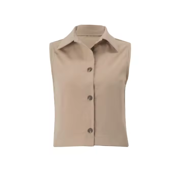 BUNO-trajes de pantalones largos de pierna ancha para oficina, chalecos elegantes de calle con pantalones de cintura alta, conjuntos de 2 piezas, trajes informales de color caqui para verano - 1