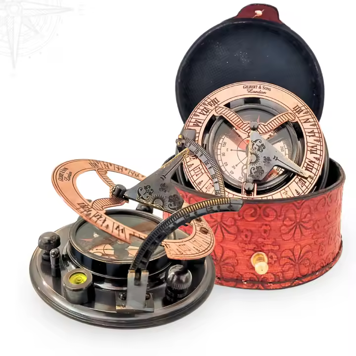 Navegue su destino con gracia: exquisita brújula de latón vintage con estuche de cuero - Su guía distintiva a través de las aventuras de la vida (4 pulgadas) - Perfecto para uso personal o regalo - 1