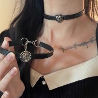 Collar Vintage Para Mujer En Cuero Negro Estilo Punk Gótico Oscuro Joyería Dulce Para Banquete Regalos De Subcultura Dark - details 0