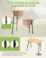 Mesa de Camping Plegable de bambú de 100 x 72 cm para 4 a 6 Personas, Marco Estable de Aluminio, 3 Alturas Ajustables con Bolsa de Transporte para jardín, Picnic, Camping - details 20