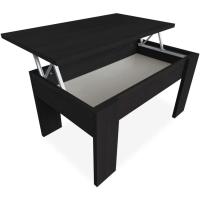 Mesa de Centro para Café/Té, Elevable, Mesita de Salón o Comedor, Color Wengue, Medidas: 90 cm (Ancho) x 50 cm (Fondo) x 46/57 cm (Alto) - details 5