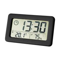 Mini reloj Digital electrónico temperatura y humedad reloj de escritorio portátil termómetro higrómetro 12/24H alimentado por batería - details 0