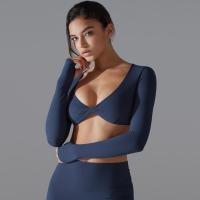 Nuevos deportes de manga larga Fiess para mujer, cuello en V profundo, ajustado, transpirable, estilo Ins, ropa de Yoga al aire libre, Tops cortos - details 25