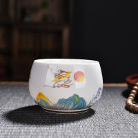 Taza de té azul y blanca única de hielo negro maestro de color esmaltado Jingdezhen, transformada de horno a edificio - details 12
