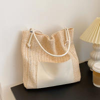 Bolso de mano de punto ahuecado de paja, bolso de hombro hecho a mano de gran capacidad, bolso de playa informal de diseñador para mujer - details 17