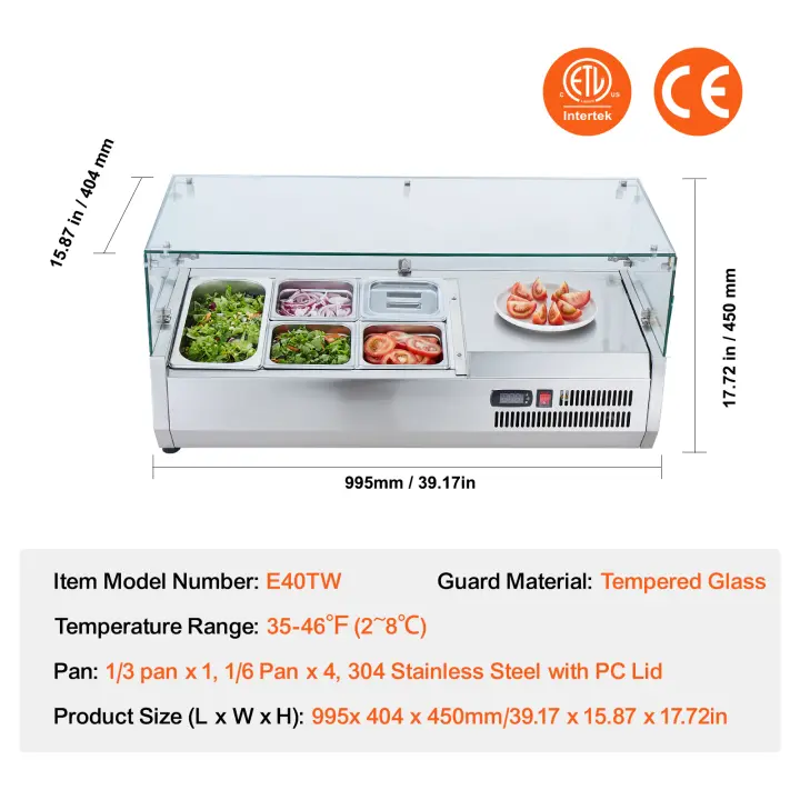 SucceBuy Estación de preparación de condimentos refrigerados, Estación de condimentos refrigerados para encimera - 1