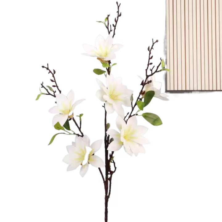 Ramas de Magnolia artificiales de 6 tenedores, tacto Real, simulación hecha a mano, arte Floral de Magnolia grande, flor falsa, decoración para el hogar y la Oficina - 1