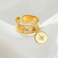 Anillo Abierto con Diseño de Sol Oro y Plata Piedra de Cristal Brillante Ancho para Dedo - details 4