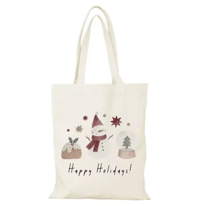 Regalo de Año Nuevo, bolso de mano para hombre, bolso de compras de lona para mujer, bolsos de dibujos animados, bolsos de tela, bolso de compras ecológico para mujer - 1