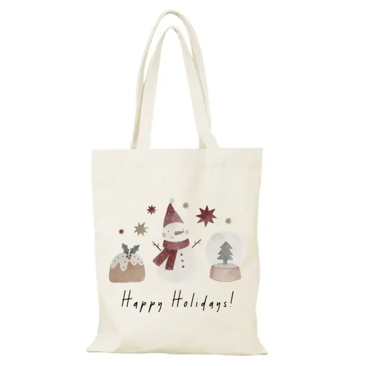Regalo de Año Nuevo, bolso de mano para hombre, bolso de compras de lona para mujer, bolsos de dibujos animados, bolsos de tela, bolso de compras ecológico para mujer - 1