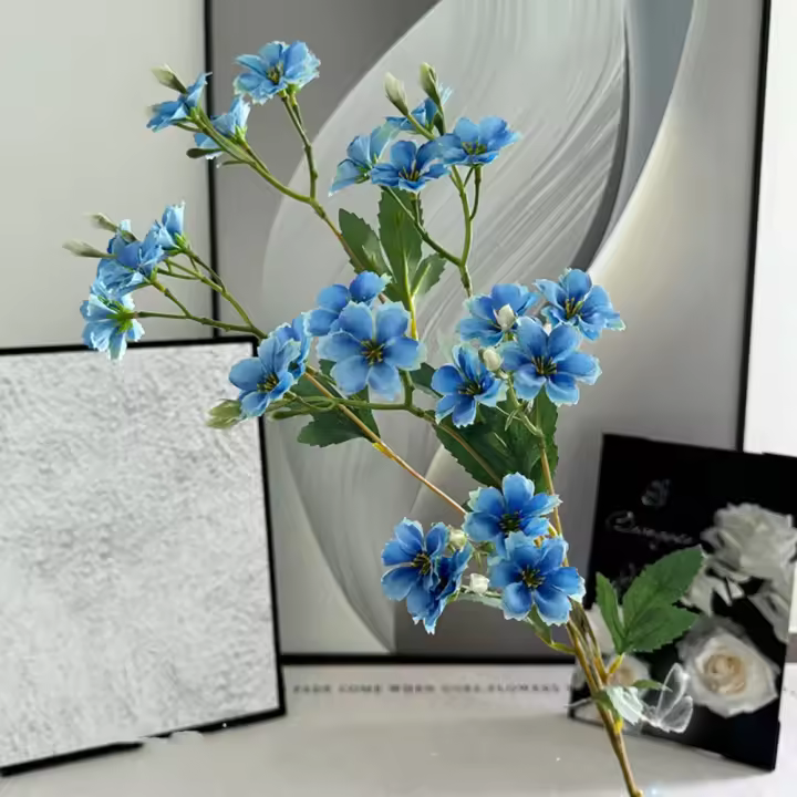 Rama de Ceratostigma Artificial de 86cm, rama de flor de seda de lujo de tacto Real, decoración de boda de flores falsas elegantes hechas a mano - 1