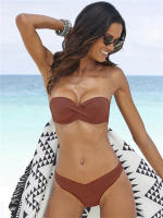 Bikini con Push-Up para mujer, traje de baño liso con tirantes, bañador Sexy con Tanga, ropa de playa para verano, 2024 - details 11