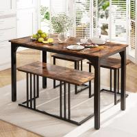 Juego de Comedor Industrial Mesa de Cocina de 120 x 60 cm con Banco y Taburetes - details 6