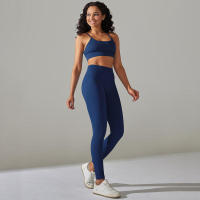Conjunto de dos piezas para mujer, leggings de gimnasio de cintura alta, top corto, tres tops de Fiess, ropa deportiva con lavado ácido - details 44