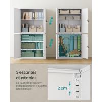 Armario de Garaje de 5 Estantes con 4 Puertas, Armario de Oficina, 40 x 80 x 180 cm, 2 Cerraduras, Estantes Ajustables, Gabinete de Metal, Gris Mate OMC016G01 - details 4