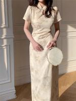 Diseño adelgazante de cintura de hoja de bambú de verano con sensación de temperamento, nuevo vestido cheongsam de estilo chino para mujer - details 6