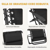 Juego de 2 Hamacas Siesta Gravedad Cero Sillas Plegables Exteriores con Brazo de Reposo y Soporte para Bebidas - details 17