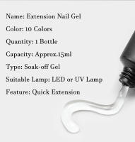 Parkson-Extensión de esmalte de uñas en Gel, acrílico, cristal desnudo, UV LED, construcción rápida, arte de uñas para manicura, 10 colores selectos, 15ml - details 2