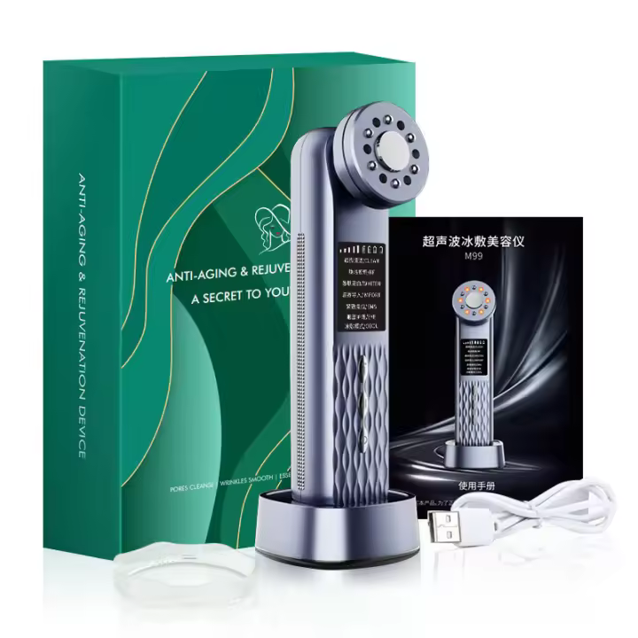 7 en 1 Tensor de la piel facial masajeador de belleza con micro-corriente de 4 colores de luz LED función de enfriamiento - 1
