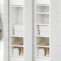 Mueble de Baño Estrecho Armario Auxiliar de Baño en MDF Resistente al Agua con Estantes Ajustables y Cajón Blanco 20x180x20cm - details 1