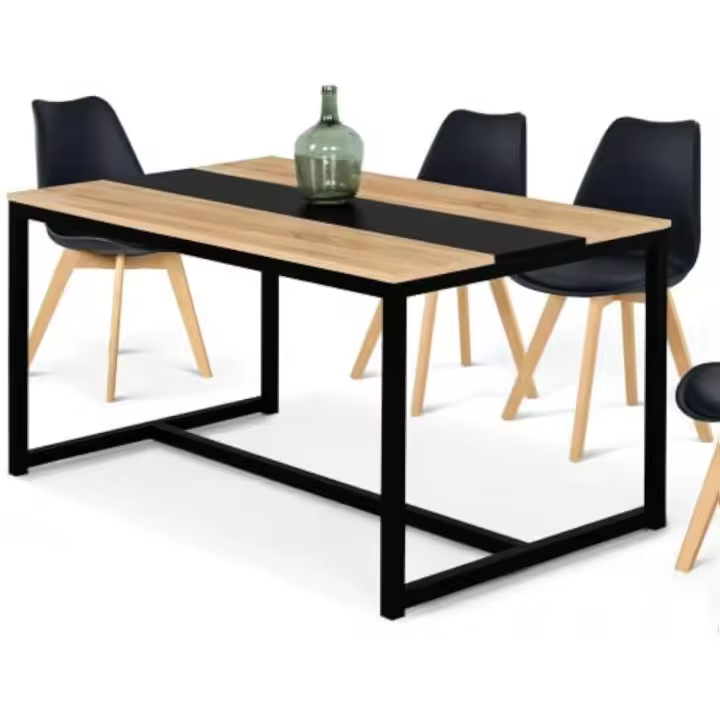 Mesa de comedor rectangular Dover para 4 personas, diseño industrial (120 cm), color negro - 1