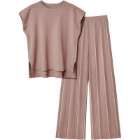 2025 Conjunto informal de punto para mujer: suéter de punto sin mangas + conjunto de dos piezas con pantalones de pierna ancha - details 28