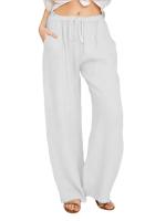 Pantalones de Lino de Algodón para Mujer Cintura Elástica, Bolsillo, Estilo Callejero - details 3