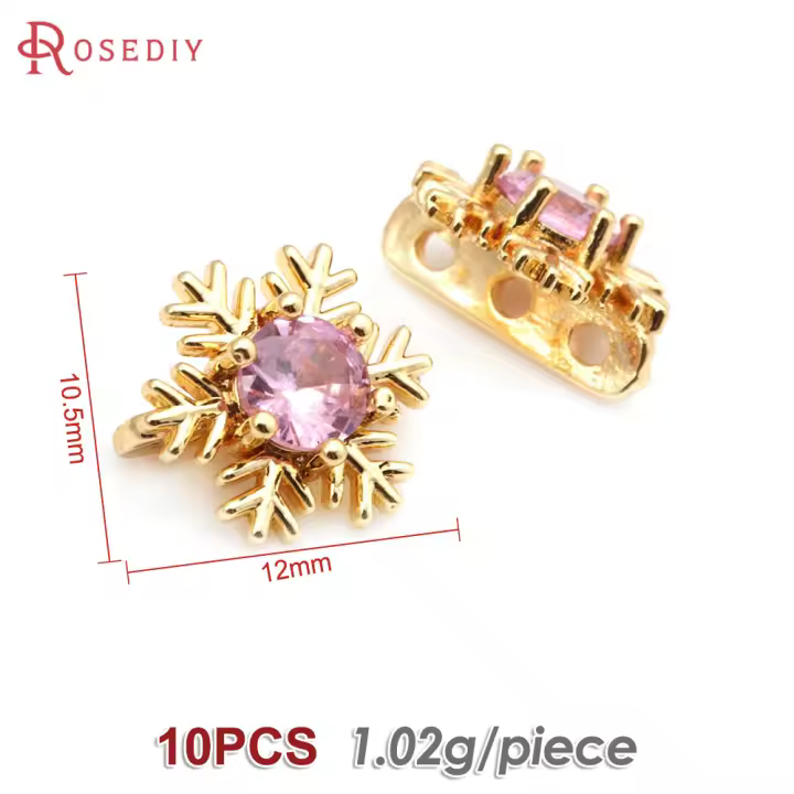 10 Uds. De latón y circonita de Color dorado de 18K, 3 agujeros, pulseras con conexión de flores, collares, cuentas espaciadoras, fabricación de joyas Diy de alta calidad - 1